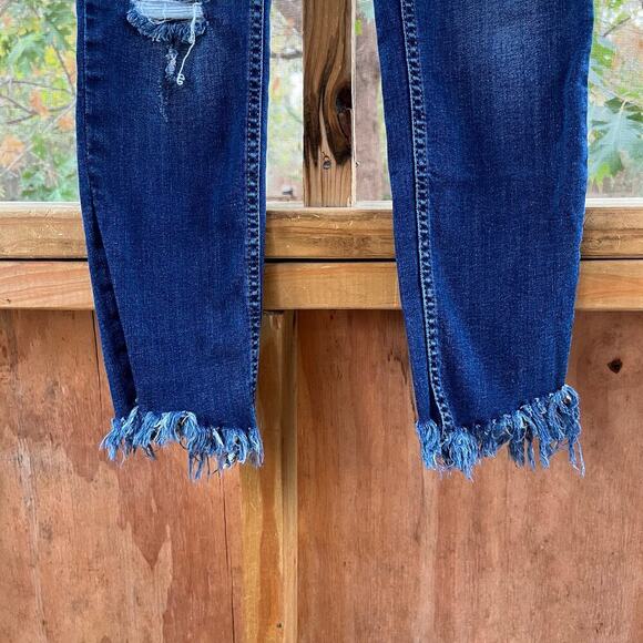 Free People Great Heights Fringe Skinny Jeans Medium Wash Size 27 - Picture 6 of 10